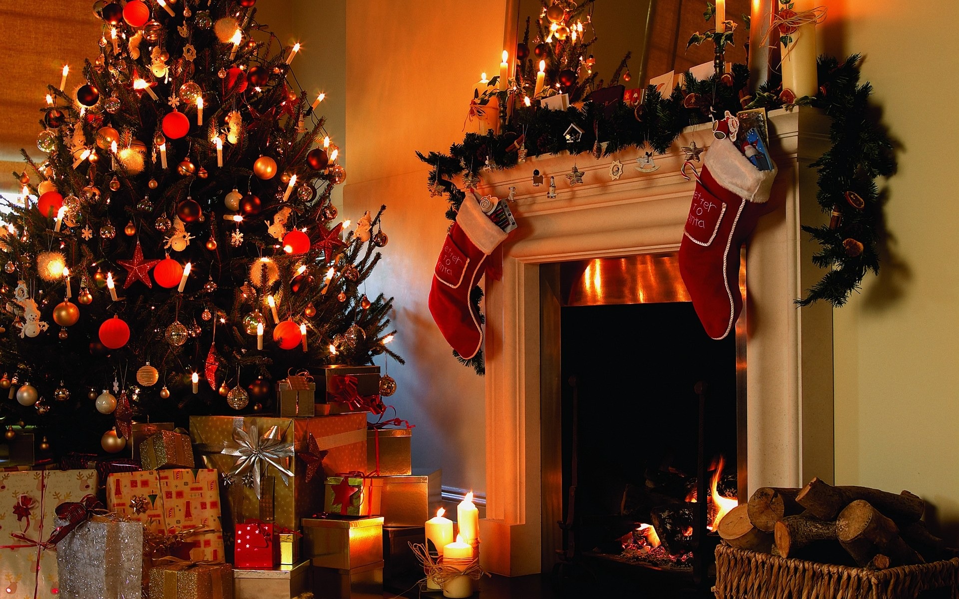 christmas fireplace wallpaper hd widescreen